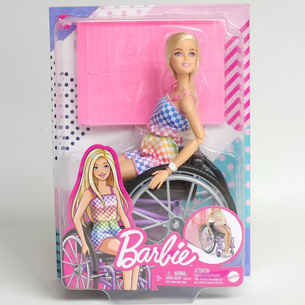 NEW Barbie Fashionistas Doll #194 Wheelchair and Ramp, Straight Blonde Hair